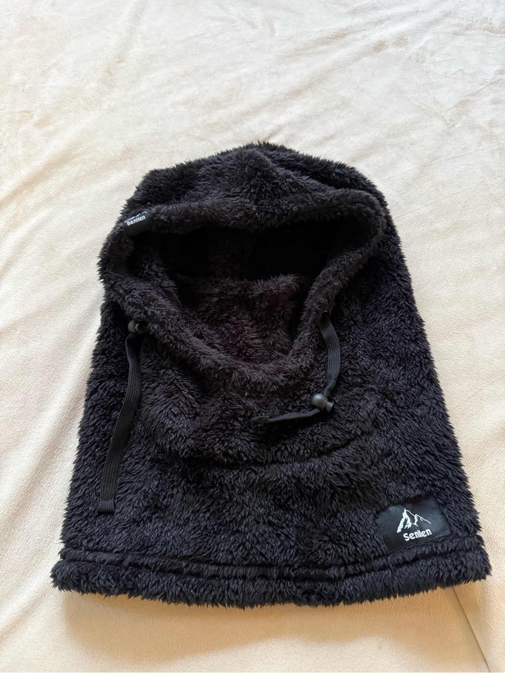Senllen Black Fleece Hood Balaclava Neck Warmer